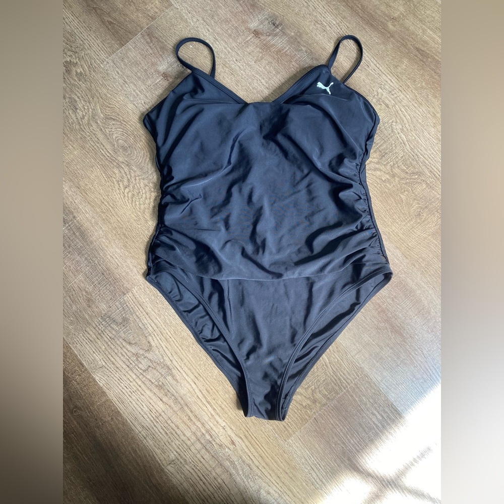 Puma Black One Piece Swimsuit Full Coverage Athletic Fit Size Xl